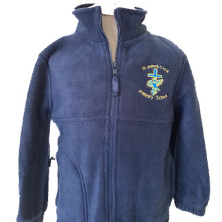 Embroidered Navy Polar Fleece Full Zip Jacket