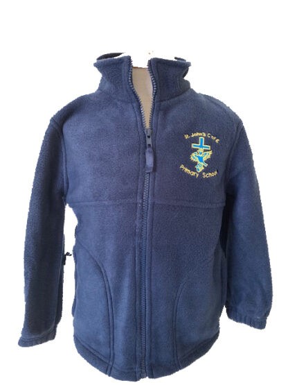 Embroidered Navy Polar Fleece Full Zip Jacket